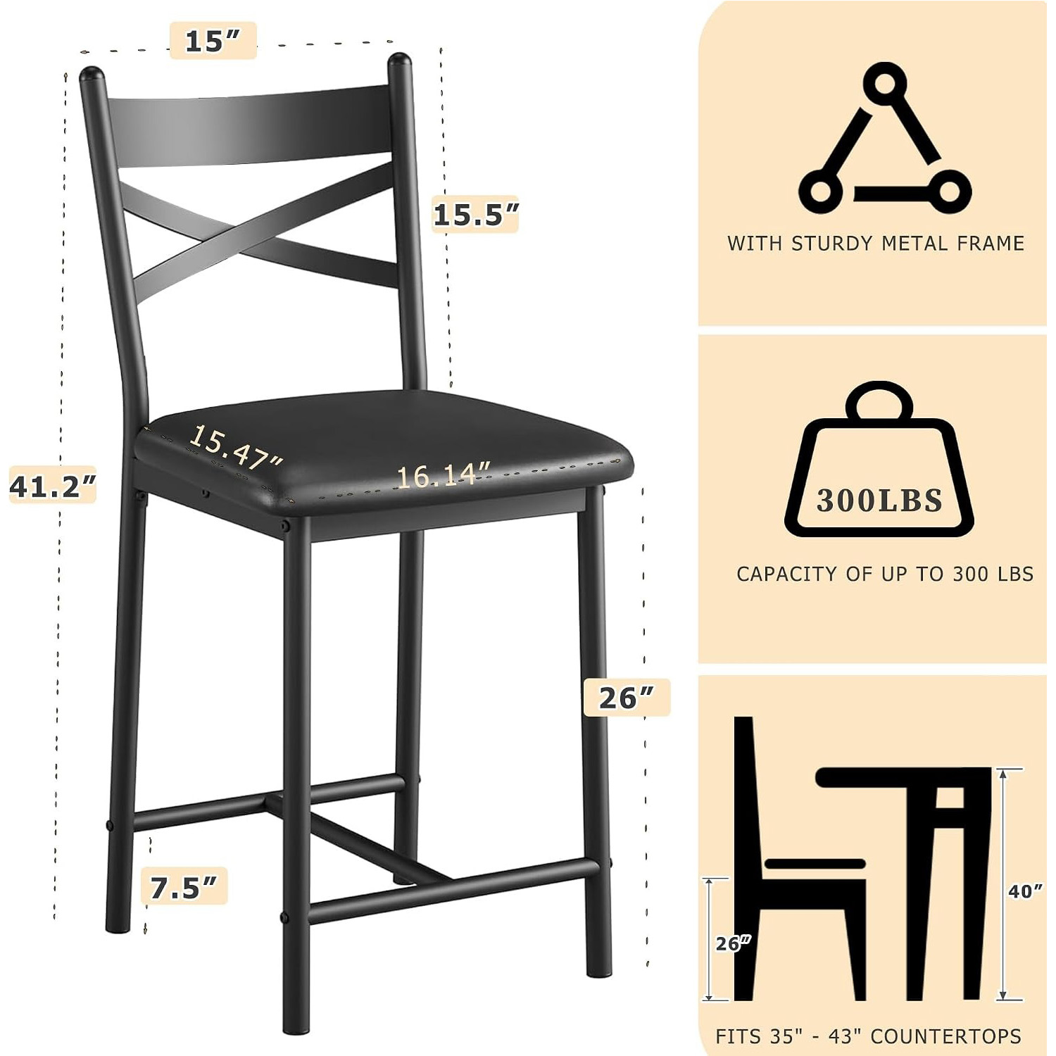 4Pcs 26 Inch Counter Height Ba - Home Bar Lounge 评论和价格